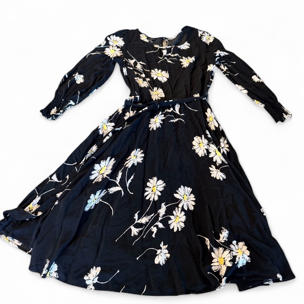 Talbots Vintage Daisy Fit & Flare Black Dress 6P